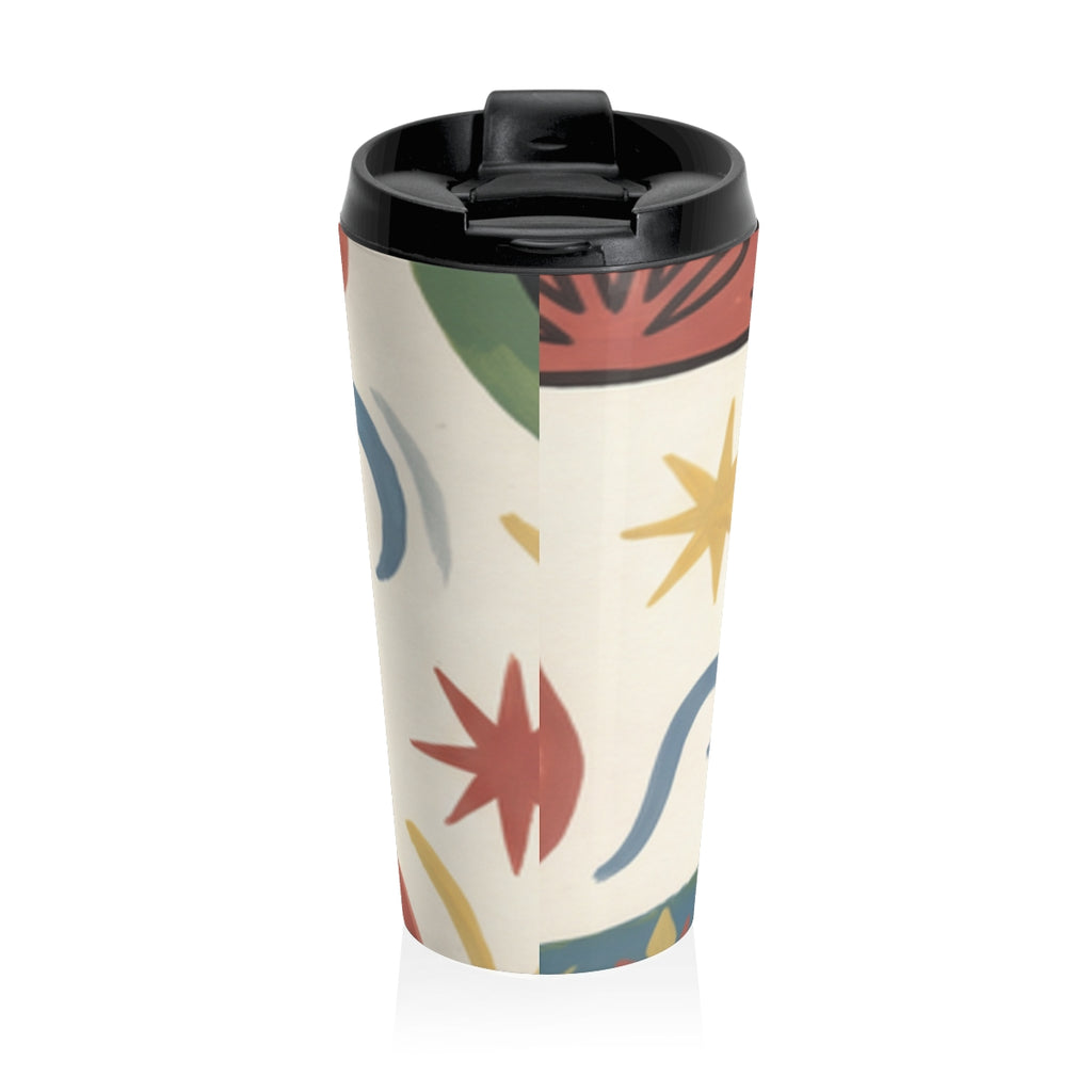 Stainless Steel Travel Mug - Folk Art Fire Brigade Vintage...