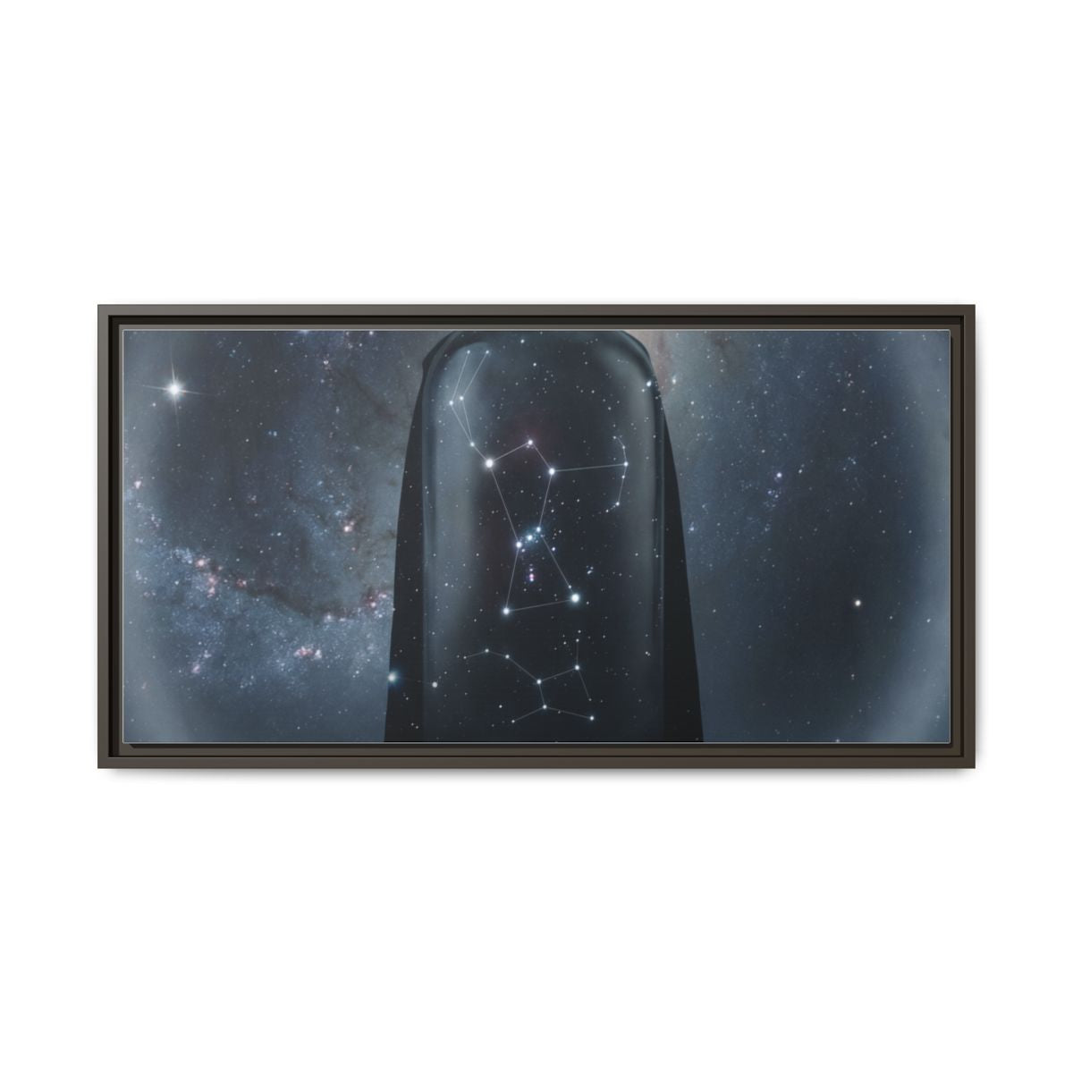 Framed Matte Canvas - Cosmic Sentinel — Espresso / 1.25" (10×8, 12×9, 14×11, 16×12, 20×10, 18×12, 20×16, 24×16, 24×18, 36×12, 24×20, 32×16, 30×20, 30×24, 32×24, 48×16, 36×24, 48×24, 40×30, 60×20, 48×32, 60×30 & 60×40)