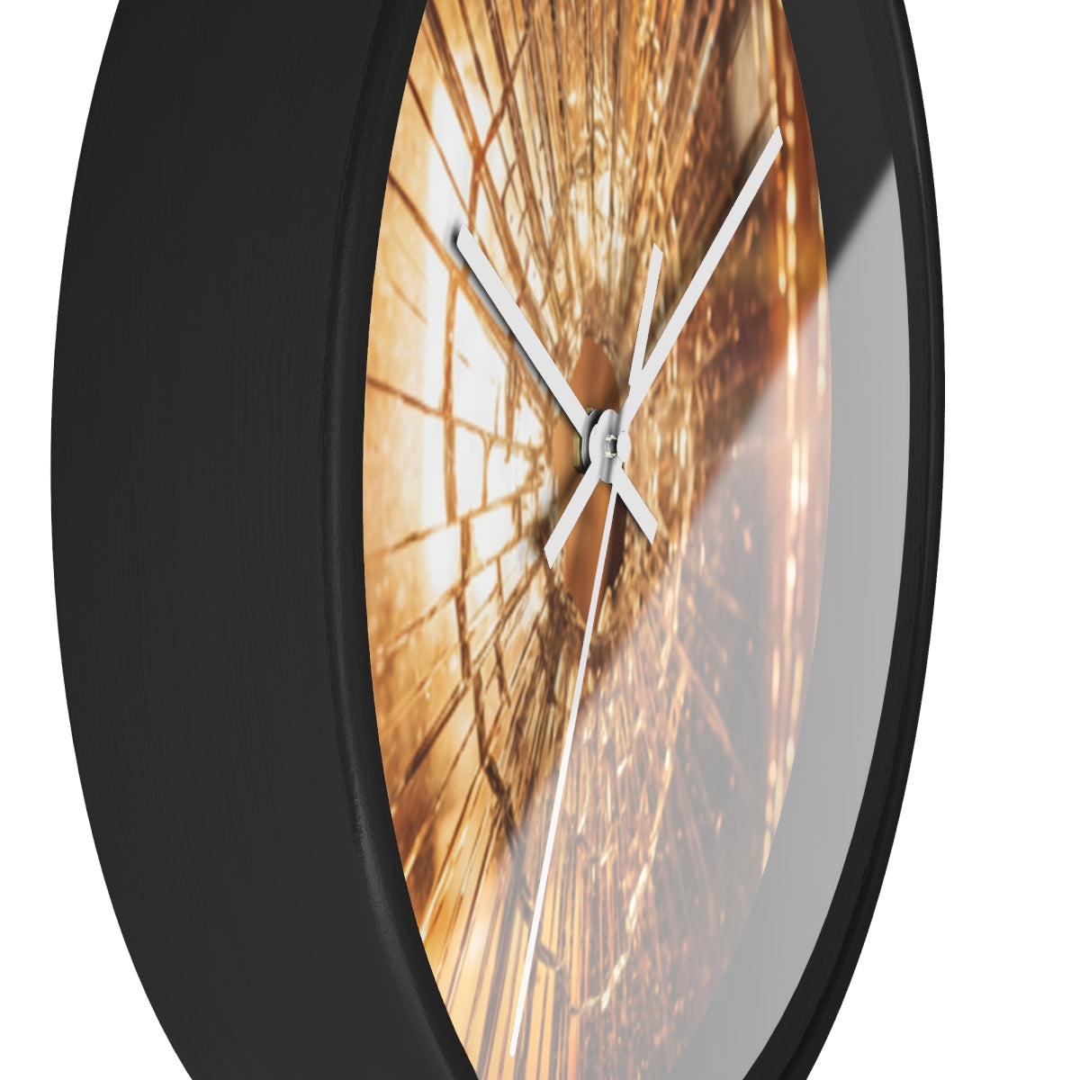 Wall Clock - Shattered Amber Glass Art | Echovira Gallery