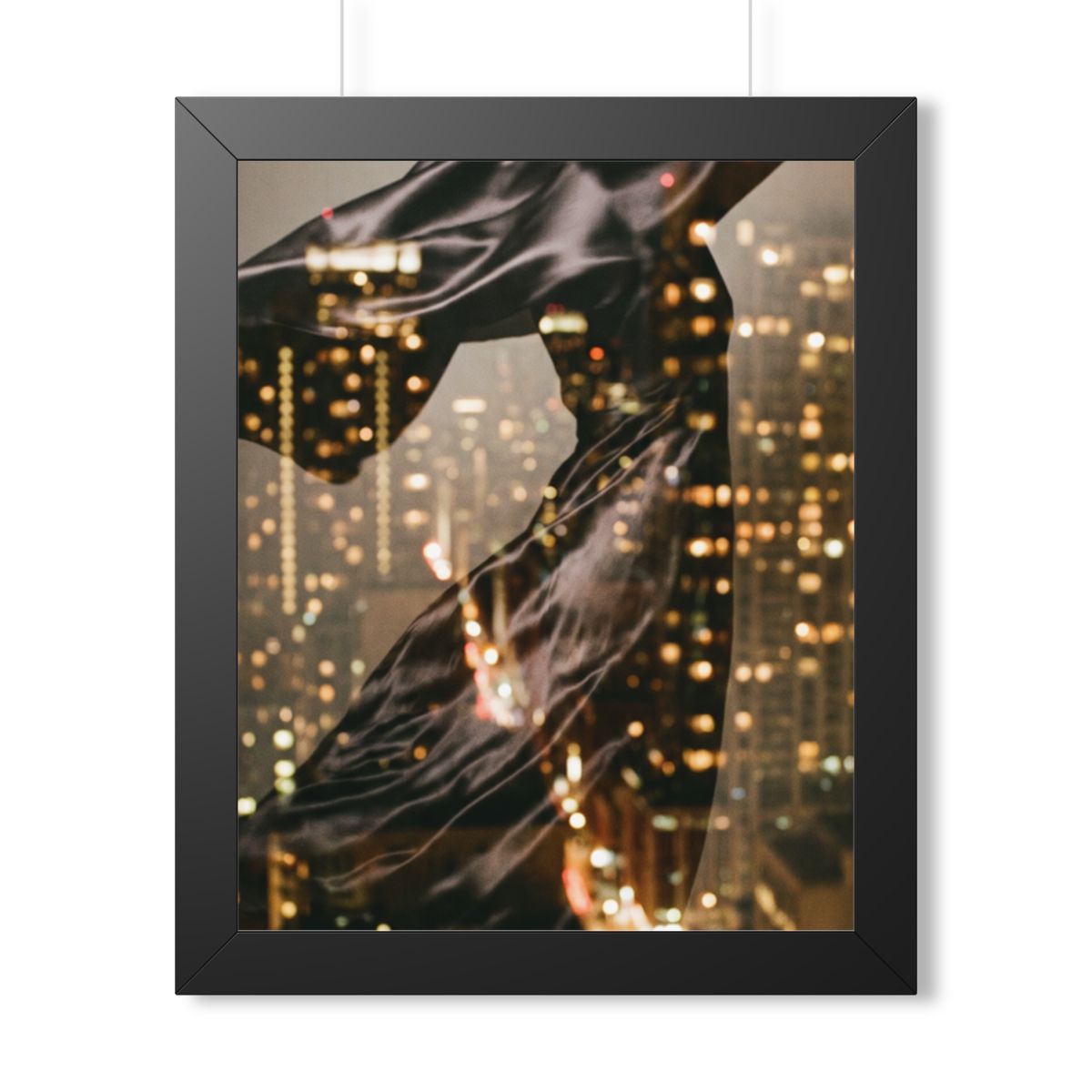 Framed Vertical Poster - Nocturnal City Metamorphosis Art —...