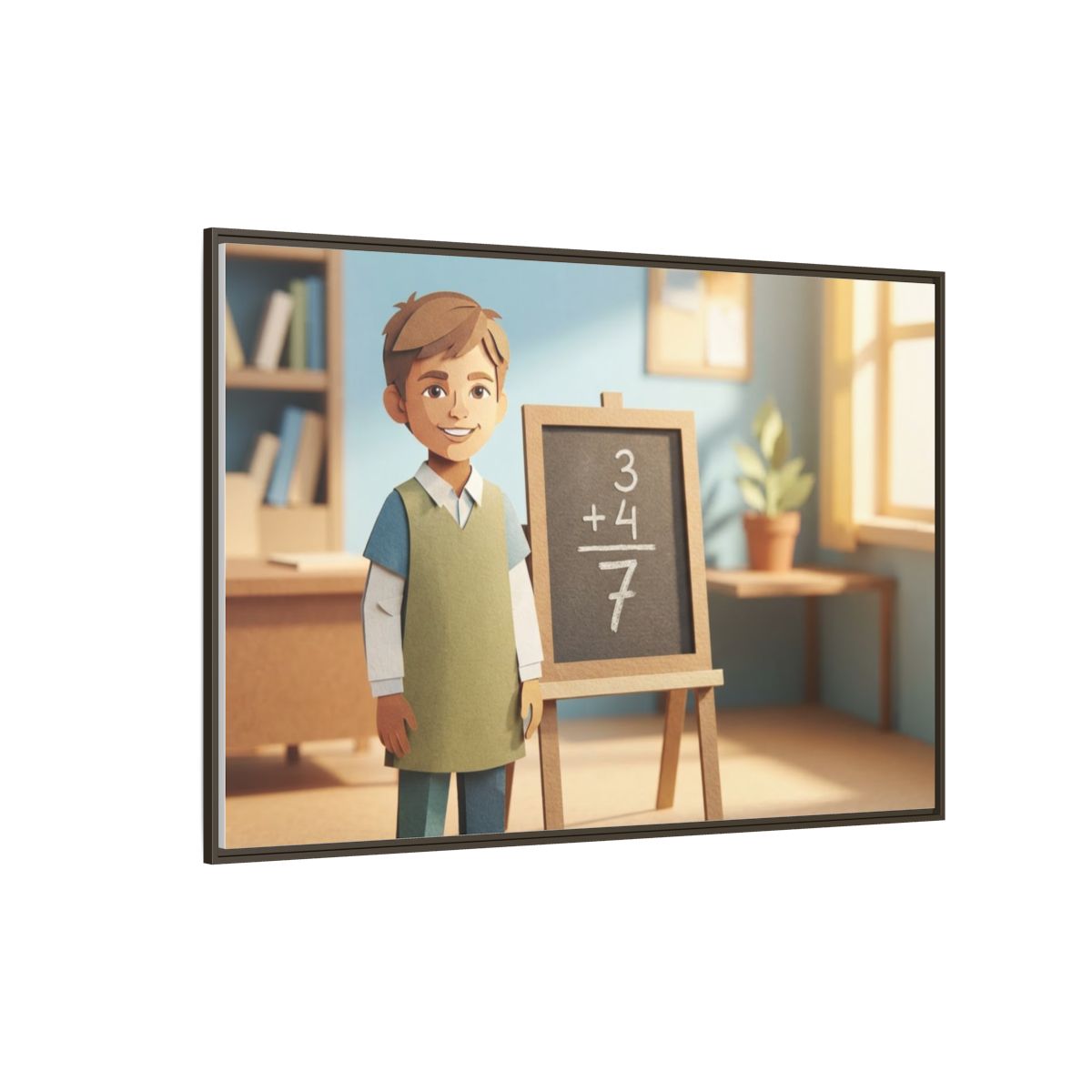 Matte Canvas Framed - Classroom Math Paper Art — Espresso /...