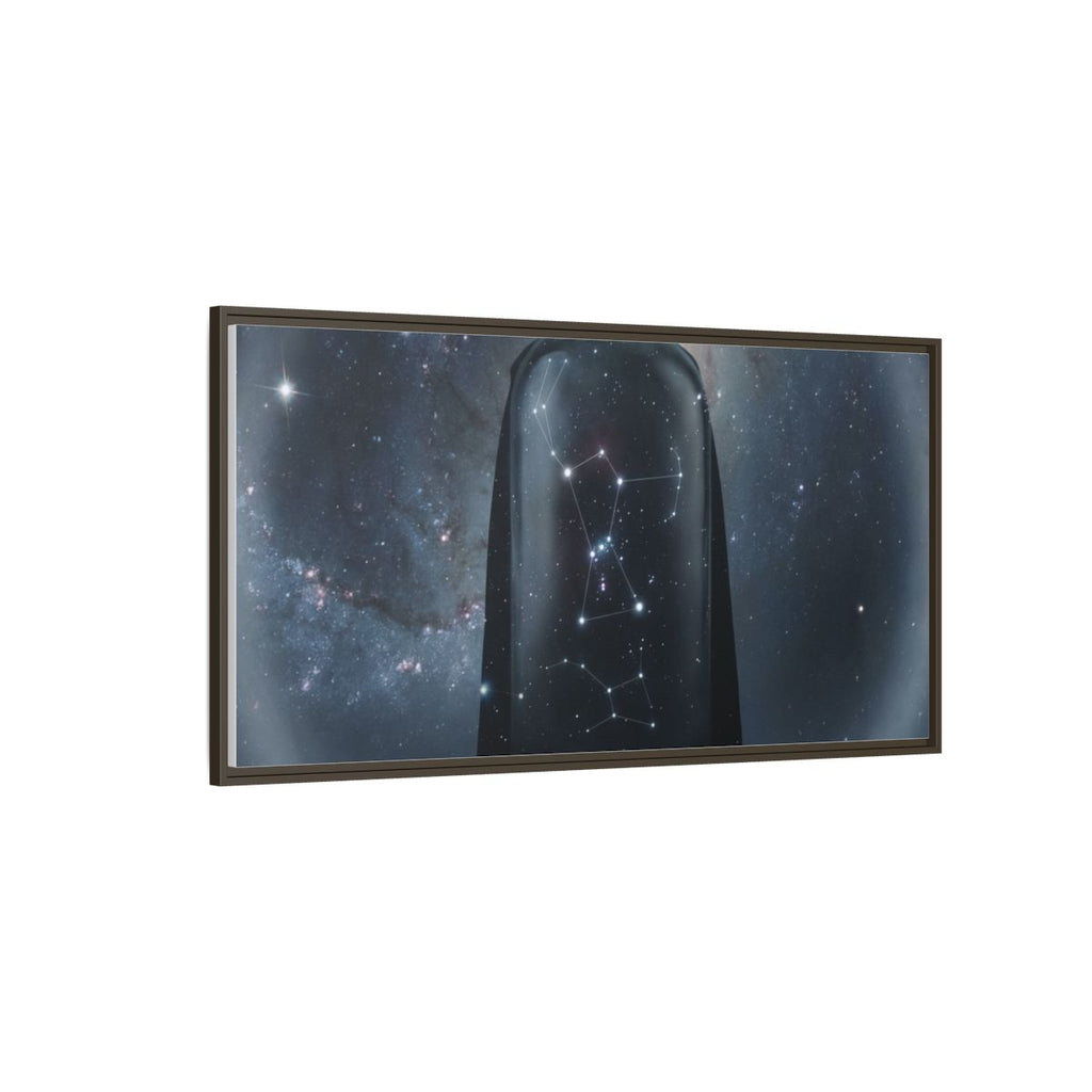 Framed Matte Canvas - Cosmic Sentinel — Espresso / 1.25" (10×8, 12×9, 14×11, 16×12, 20×10, 18×12, 20×16, 24×16, 24×18, 36×12, 24×20, 32×16, 30×20, 30×24, 32×24, 48×16, 36×24, 48×24, 40×30, 60×20, 48×32, 60×30 & 60×40)