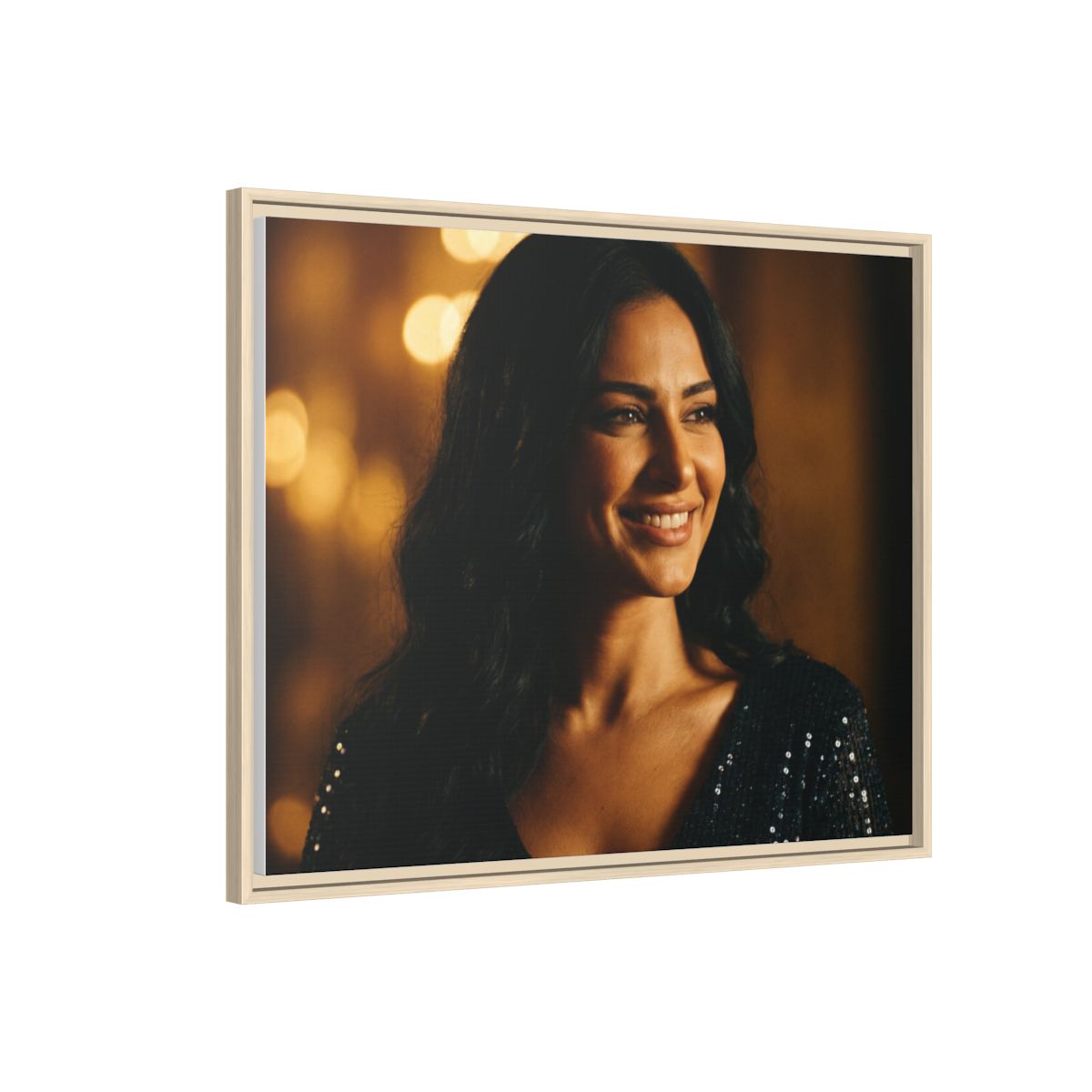 Framed Canvas Art - Golden Glamour — Natural / 1.25"