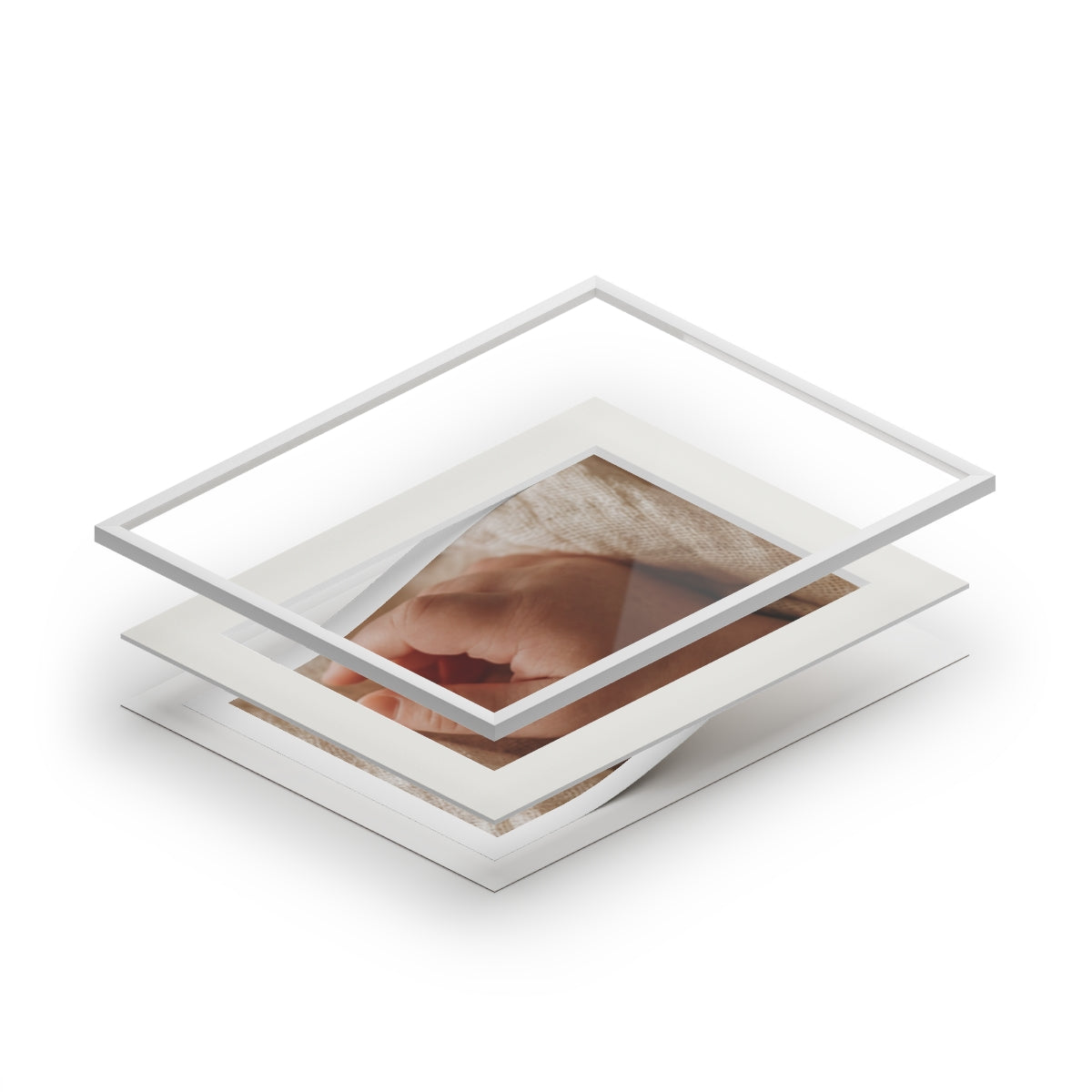 Fine Art Prints - Tender Newborn Hand in Soft Muslin Blanket...