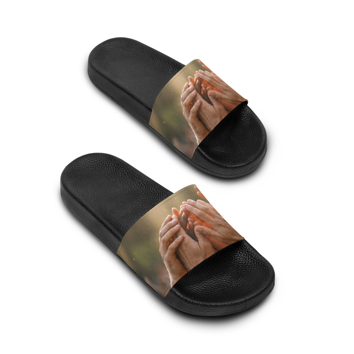 Women's Slide Sandals - Golden Rays of Unity Wall Art |...