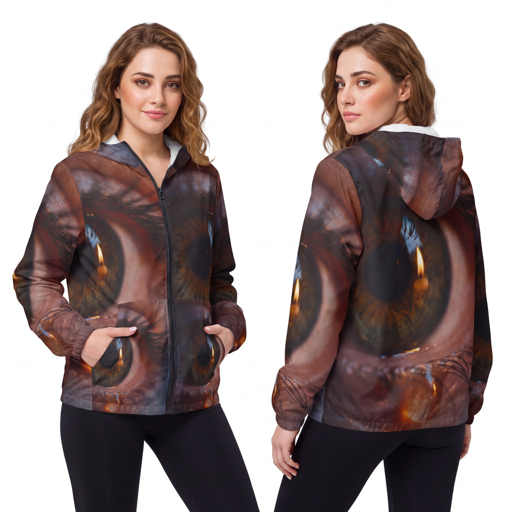 Unisex Windbreaker Jacket - Amber Iris Reflection Fine Art...