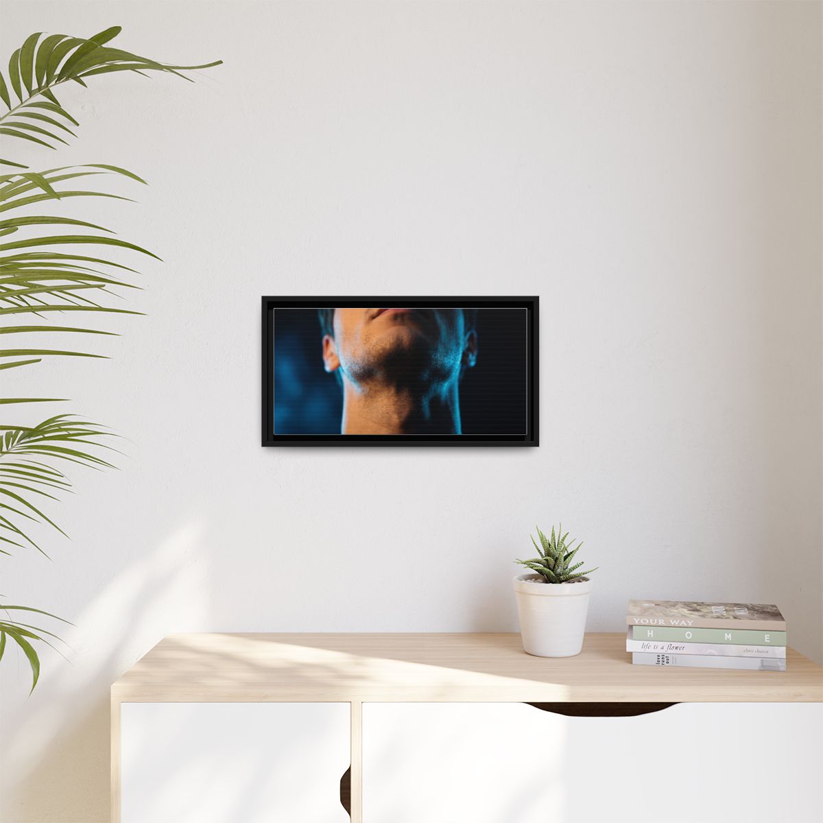 Matte Canvas, Framed - Neon Shadows Cinematic Portrait Art...