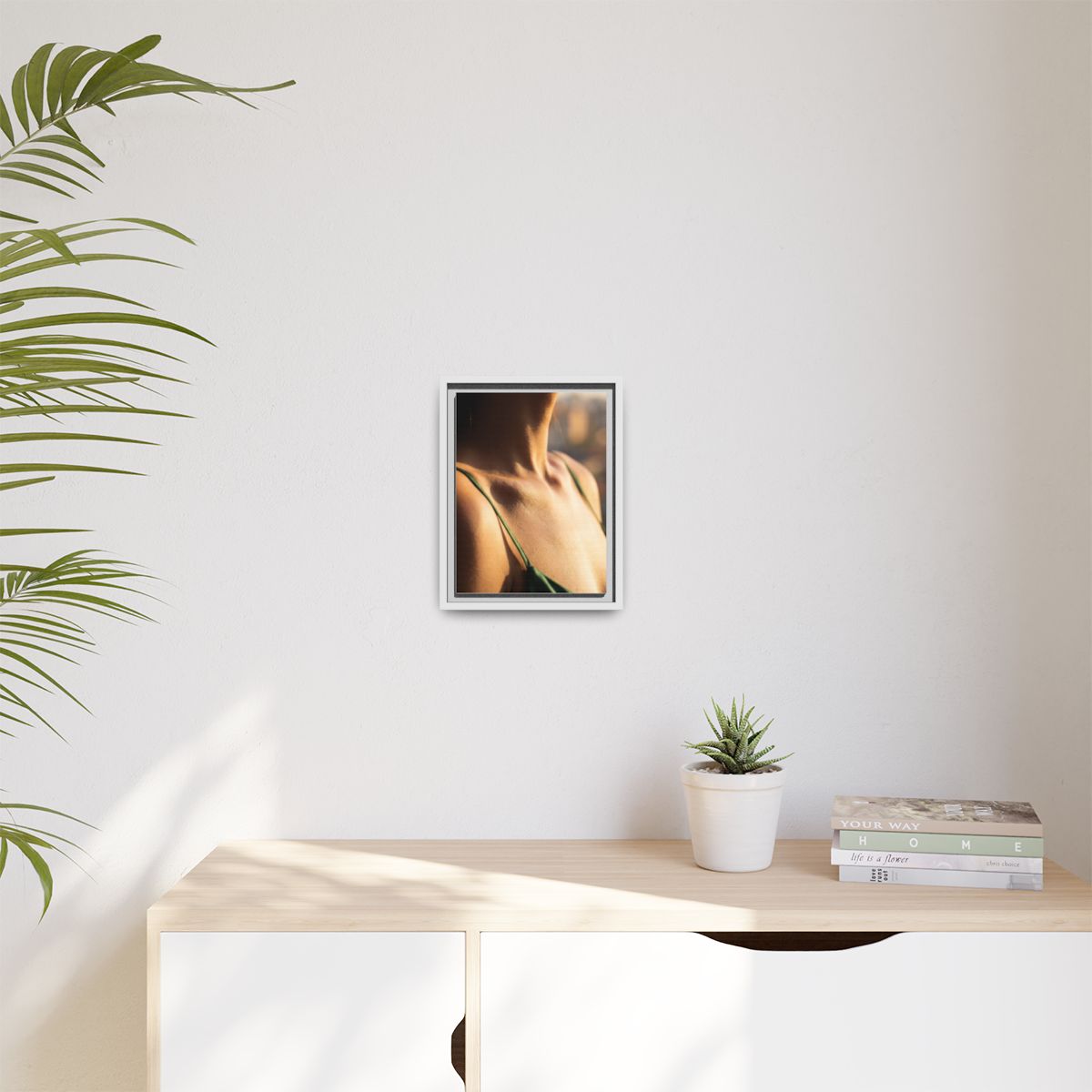 Golden Hour Matte Canvas - Framed Sunset Wall Art — White /...