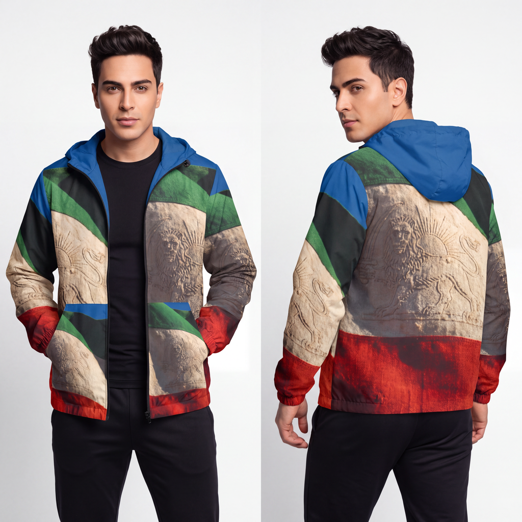 Men's Windbreaker Jacket - Vintage Lion & Sun Windbreaker |...