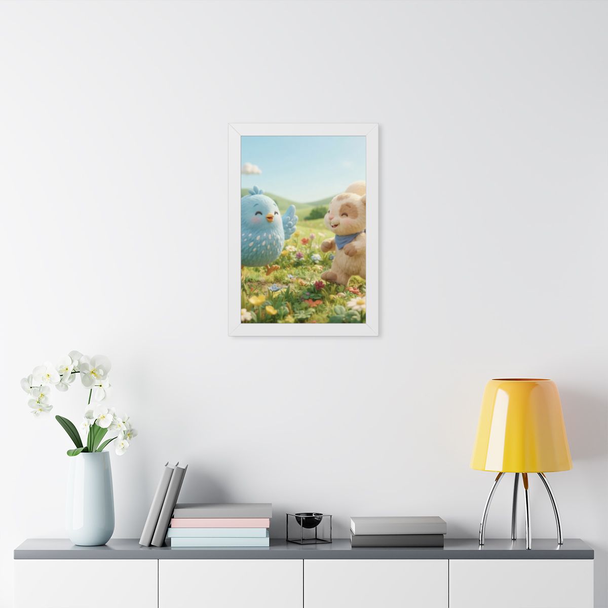 Framed Vertical Poster - Meadow Friends View — White (11×14...