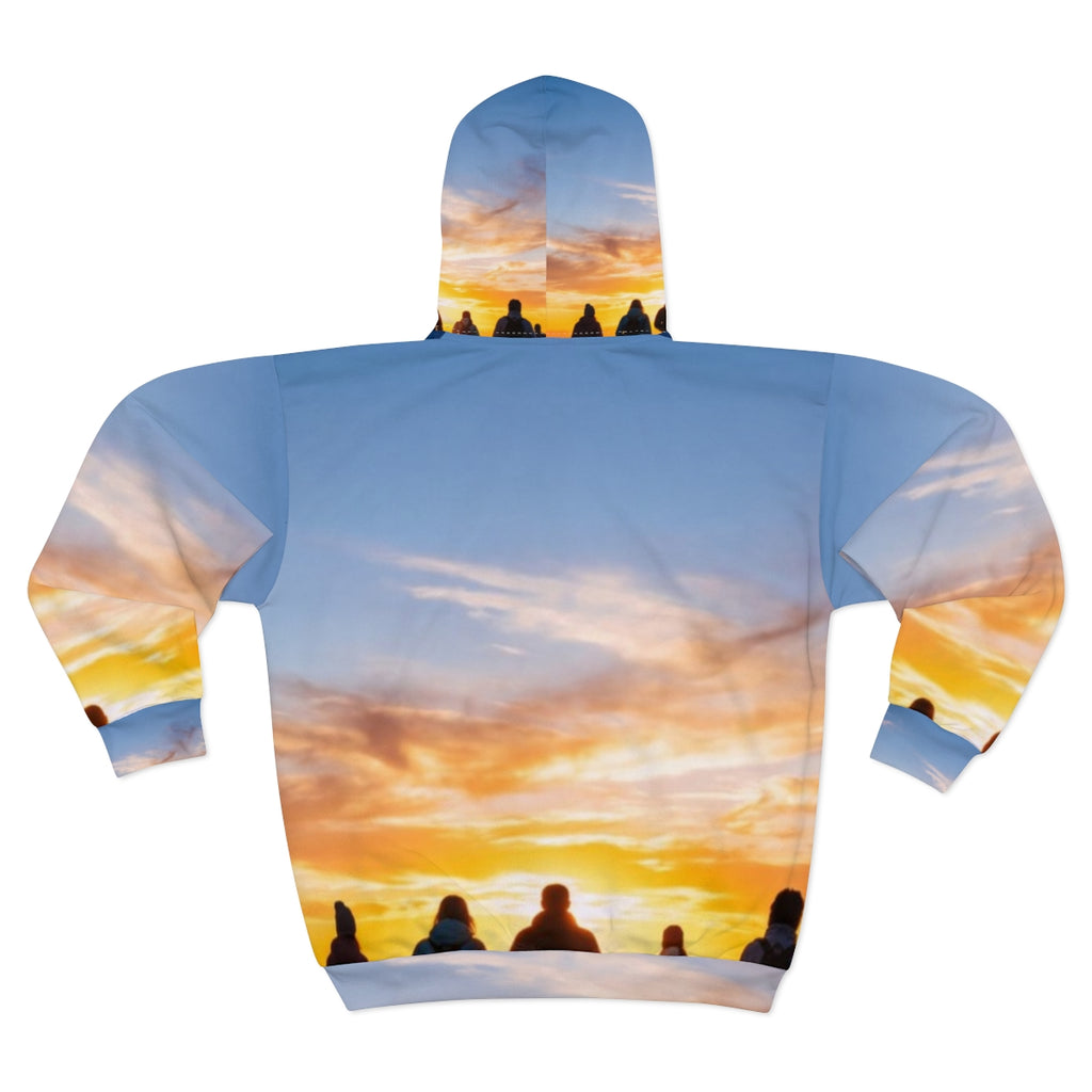 Men's Zip Hoodie - Golden Hour Ridge | Echovira Gallery