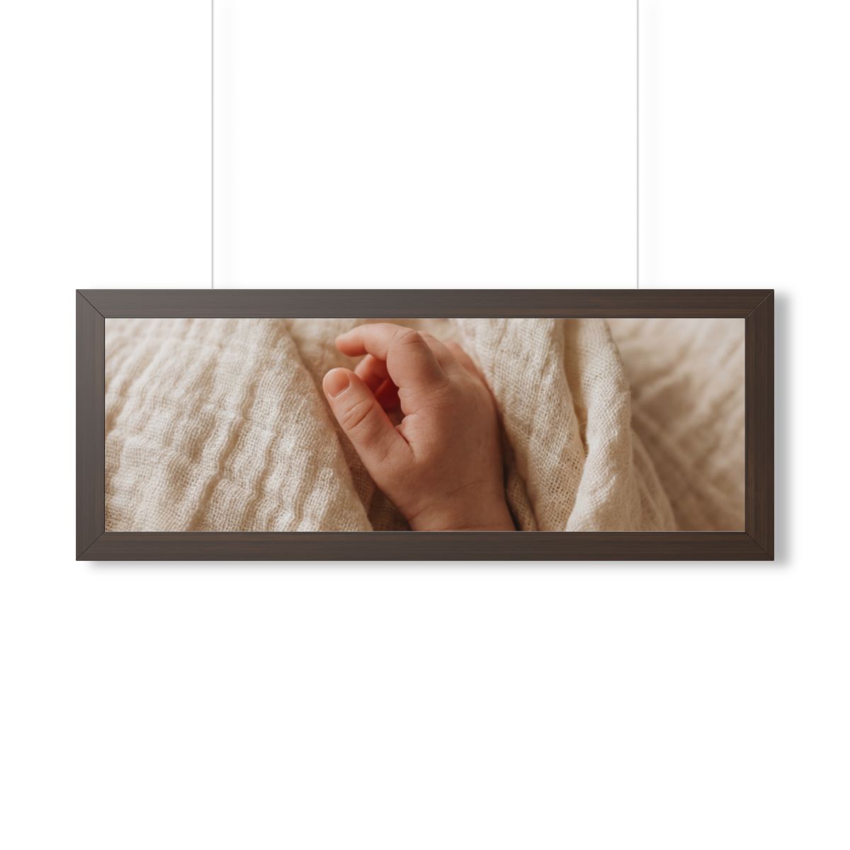 Framed Horizontal Poster - Tender Newborn Hand in Soft... |...