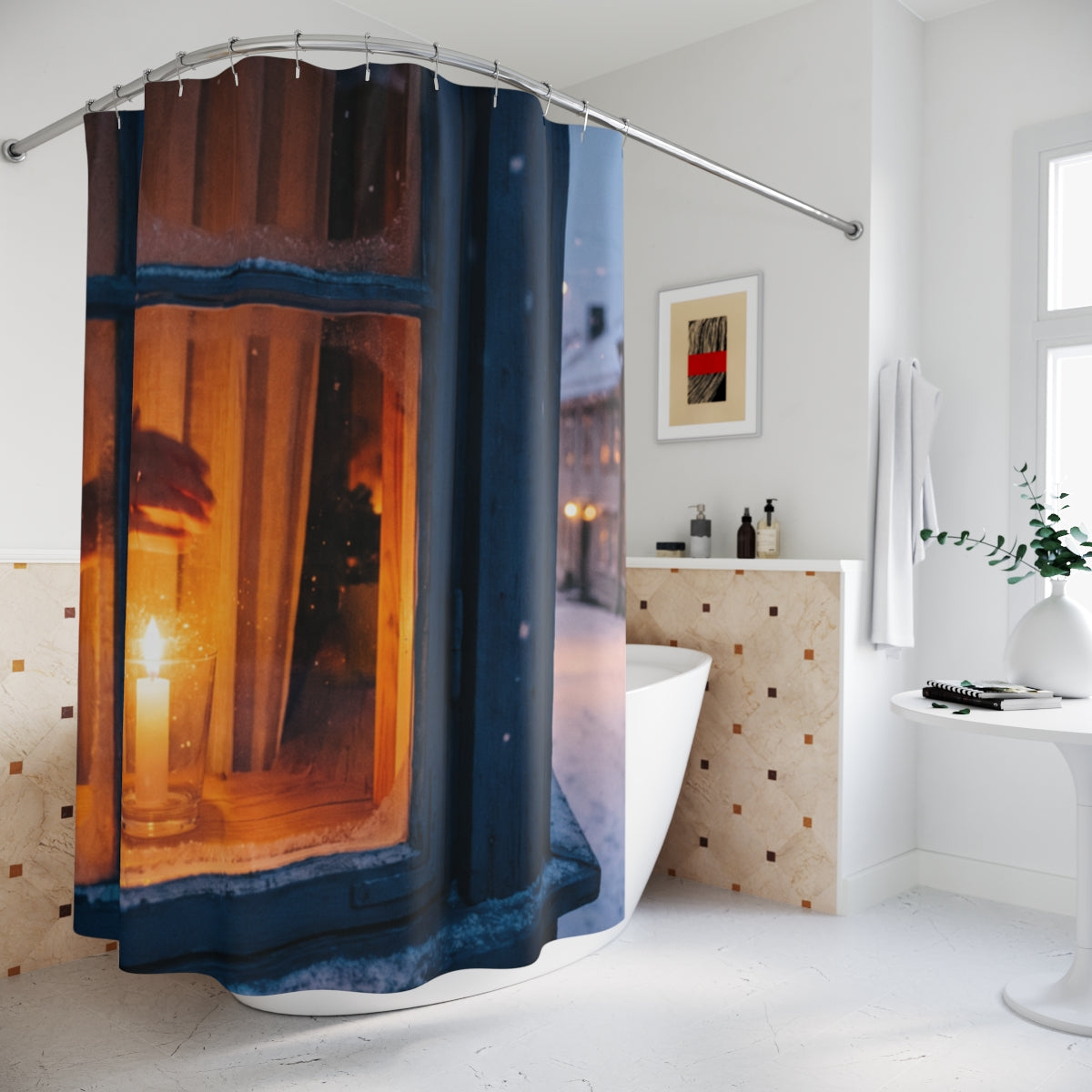 Shower Curtain - Twilight Snow Sanctuary | Echovira Gallery