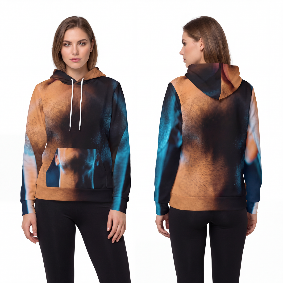 Fashion Hoodie - Neon Horizon Portrait | Echovira Gallery