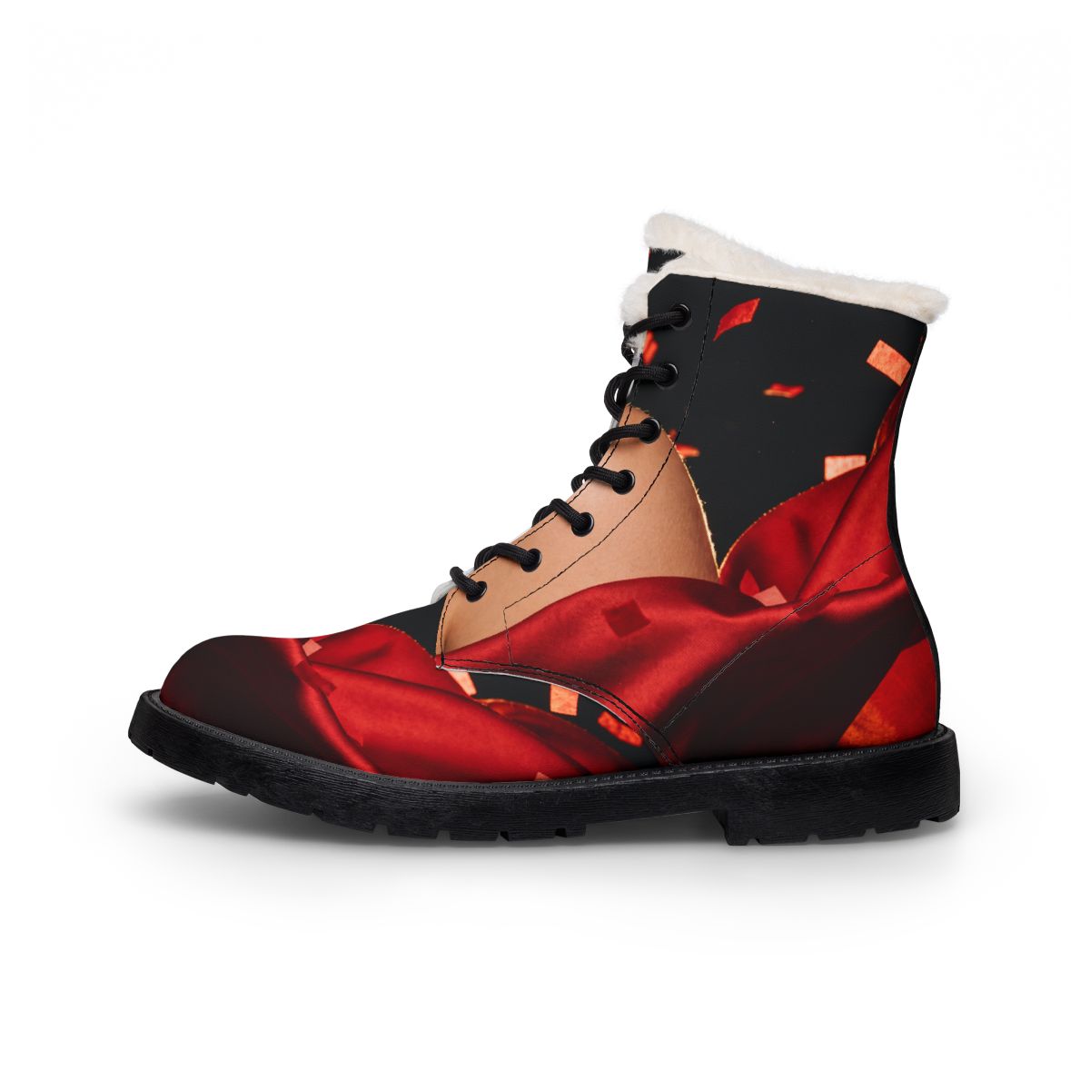 Crimson Silk Men's Fur and Leather Boots