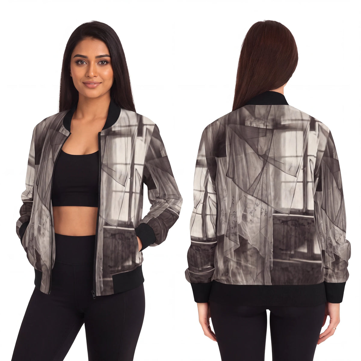 Women's Bomber Jacket - Spectral Veils | Echovira Gallery
