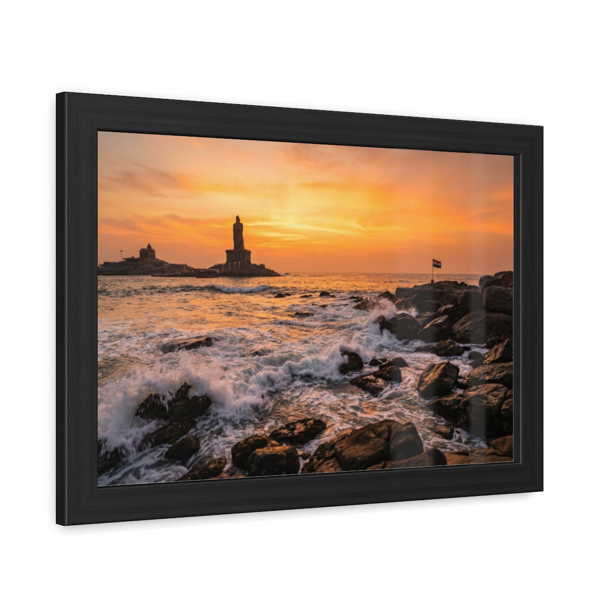 Framed Posters - Coastal Golden Glow — Landscape