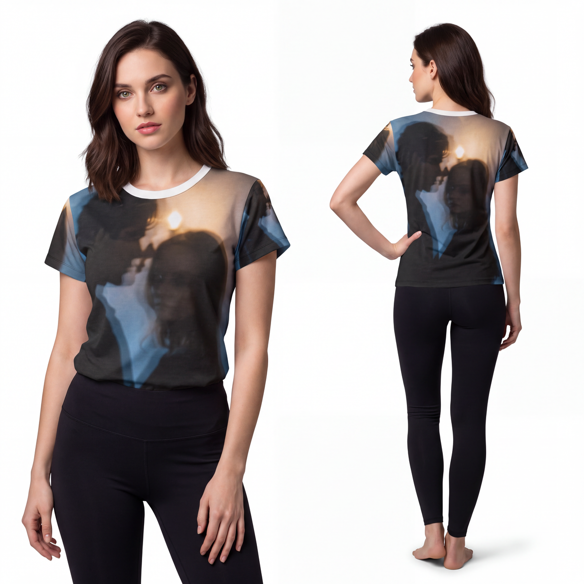 Women's Cut & Sew Tee - Midnight Reflection - Moody Casual...