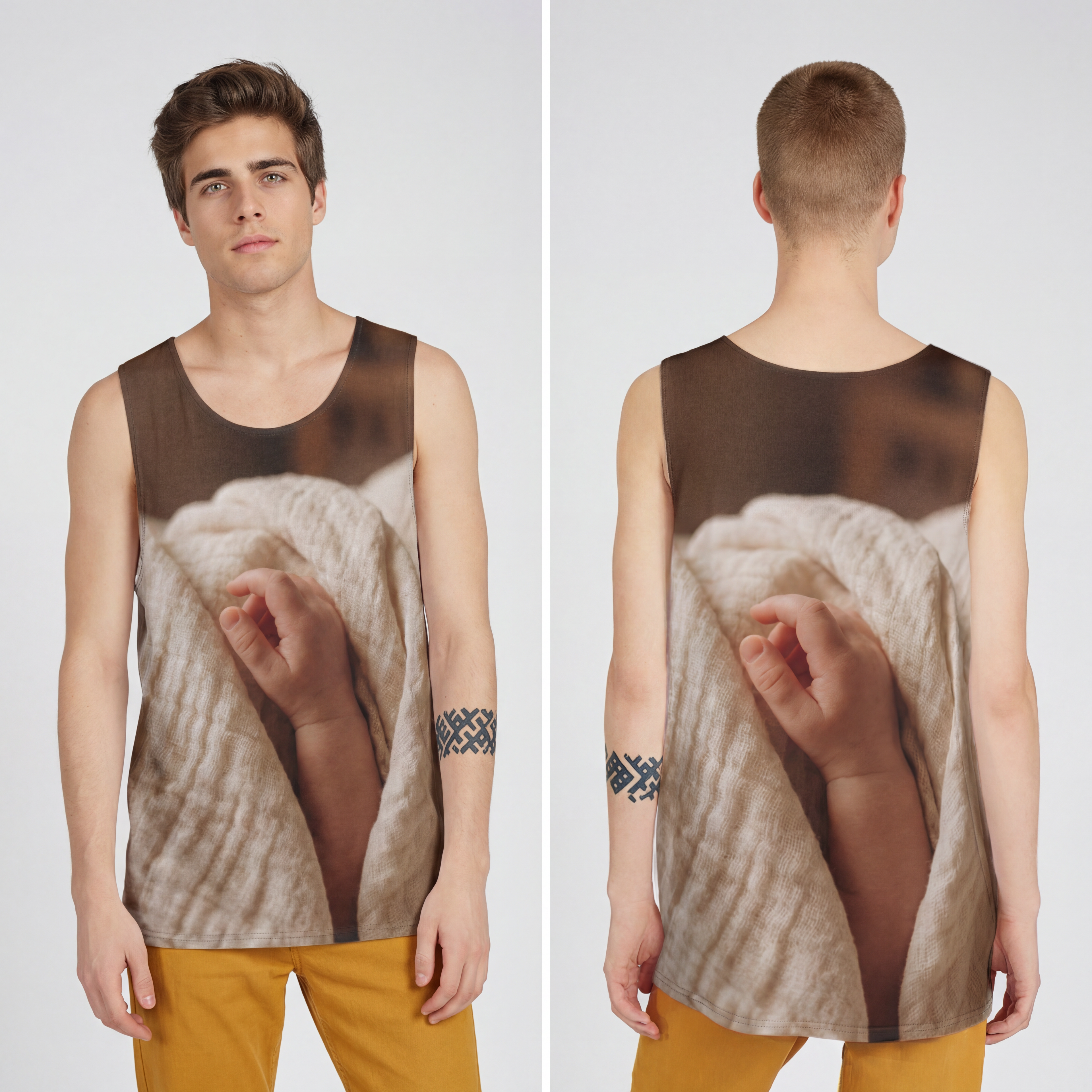 Men's Tank Top - Soft Beige Style
