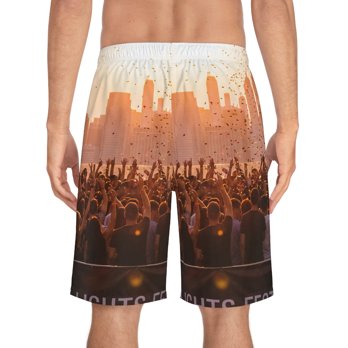 Men's Board Shorts - City Lights Festival | Echovira Gallery
