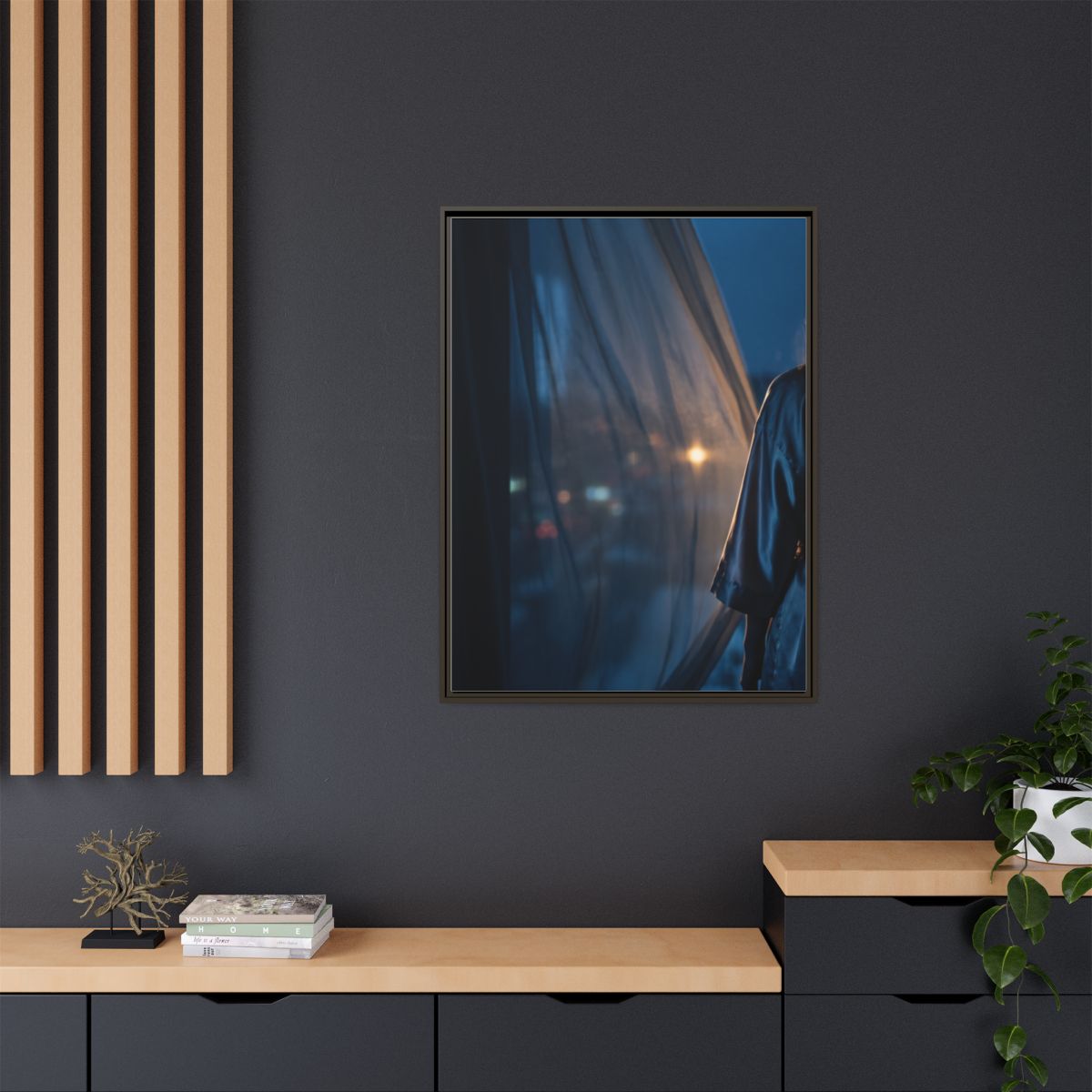 Matte Canvas, Framed - Nocturnal Solitude Silhouette —... |...