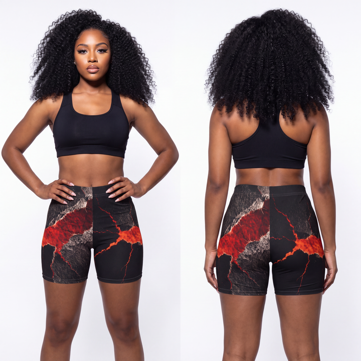 Women's Biker Shorts - Crimson Fissure