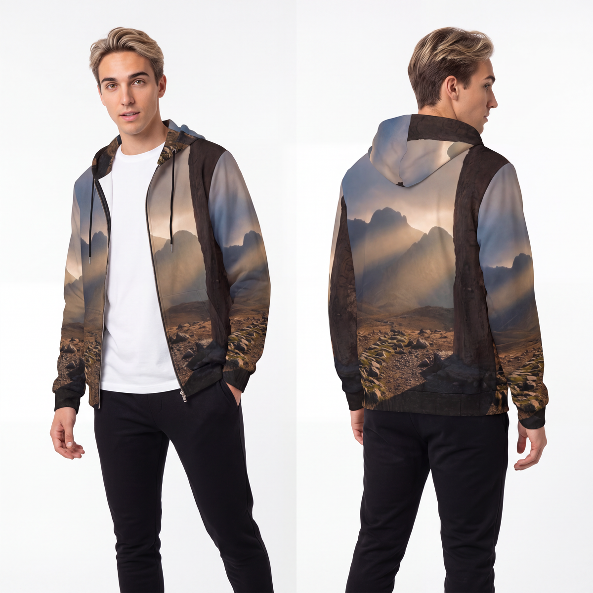 Men's Full-Zip Hoodie - Mystic Monolith Ancient Persian... |...