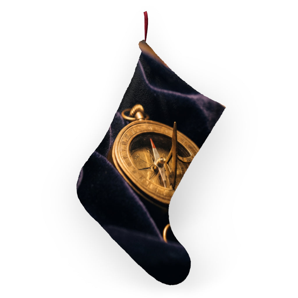 Vintage Brass Sundial Compass Holiday Stocking