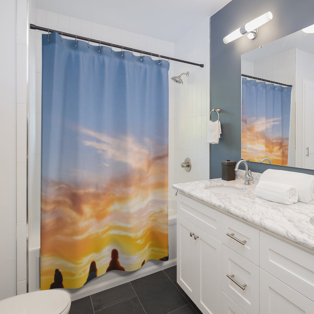 Shower Curtain - Golden Mountain Trail | Echovira Gallery