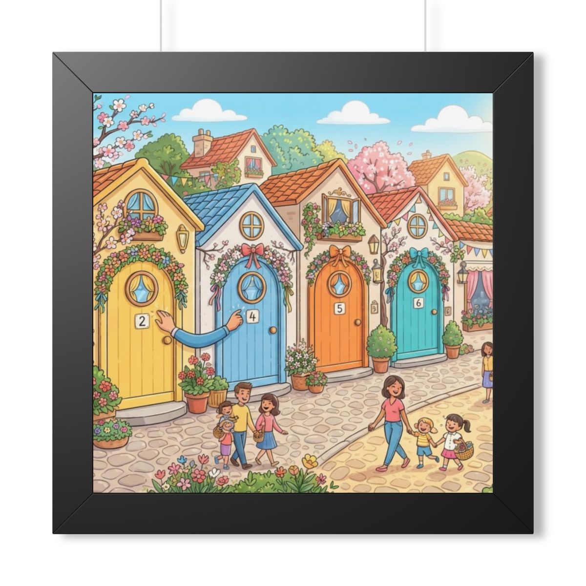 Framed Vertical Poster - Storybook Lane Gateway — Black... |...
