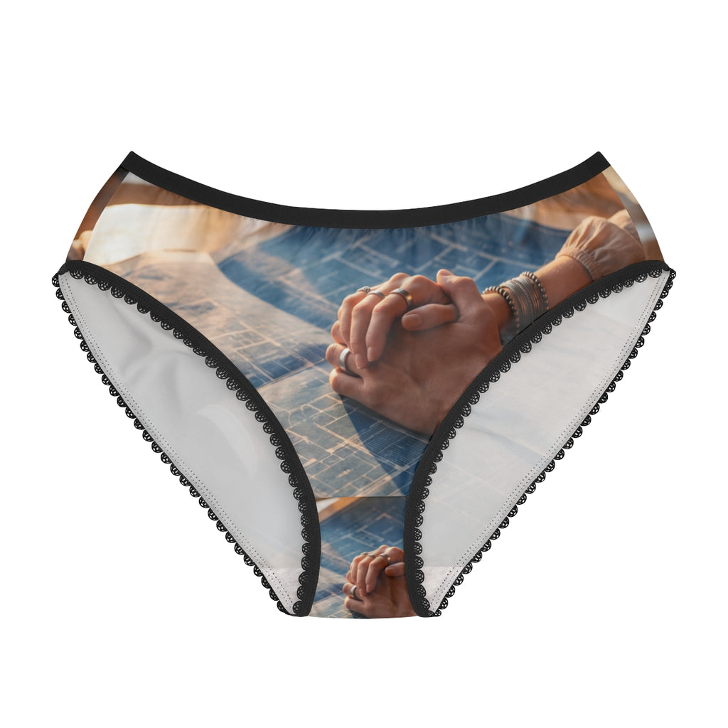 Women's Briefs - Architectural Blueprint Hands Art - Golden...
