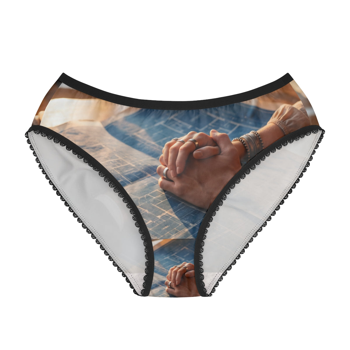 Women's Briefs - Architectural Blueprint Hands Art - Golden...