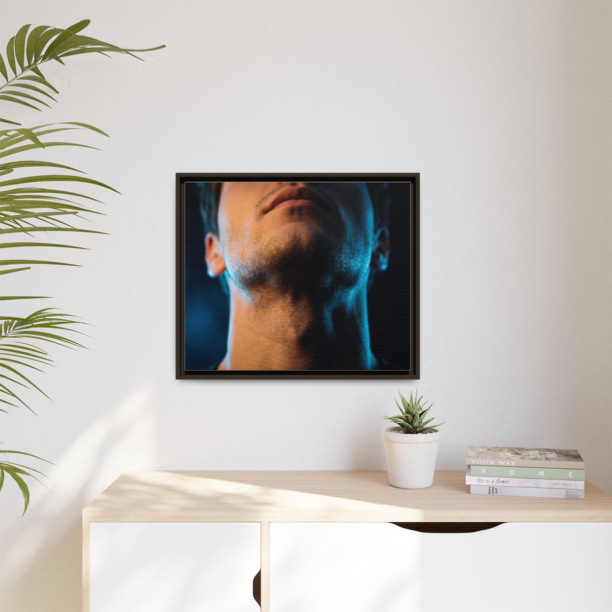 Matte Canvas, Framed - Neon Shadows Cinematic Portrait Art...