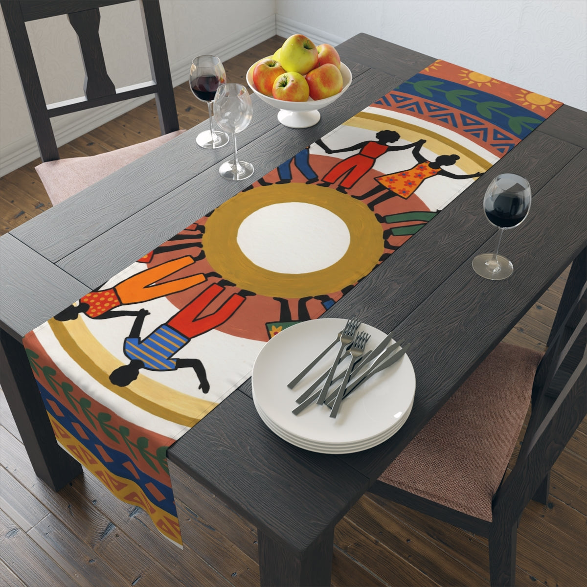 Table Runner - Unity Mandala Folk Art | Echovira Gallery