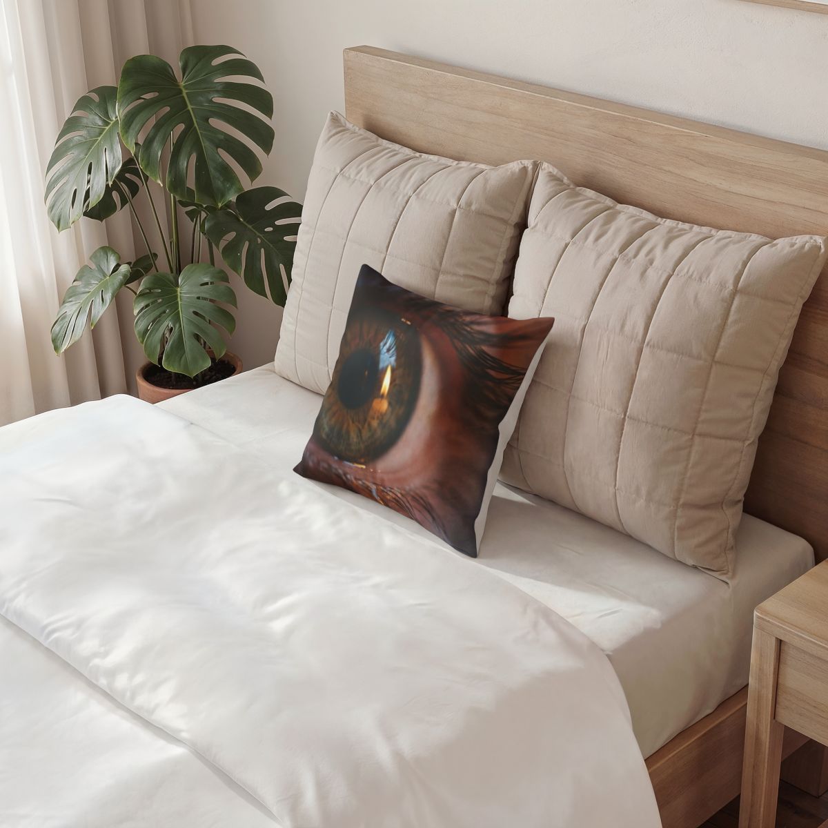 Poly Velvet Pillow - Amber Iris Reflection Fine Art Print |...