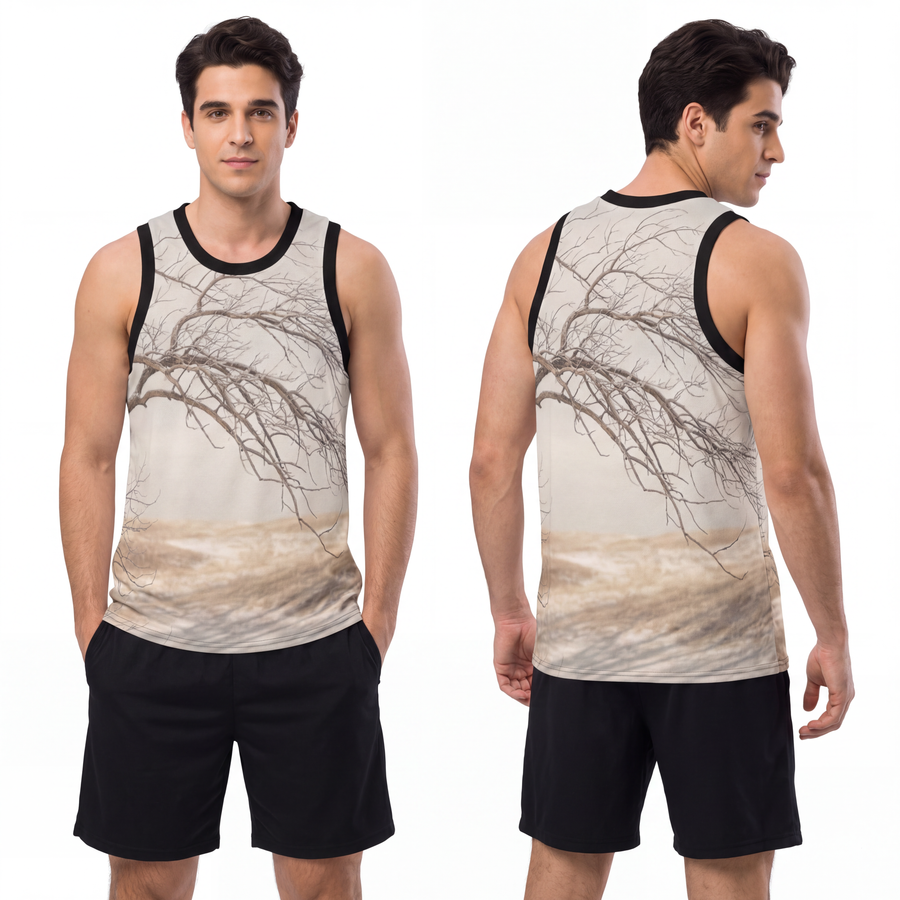 Men's Unisex Basketball Jersey - Silent Branches Winter Landscape Art
