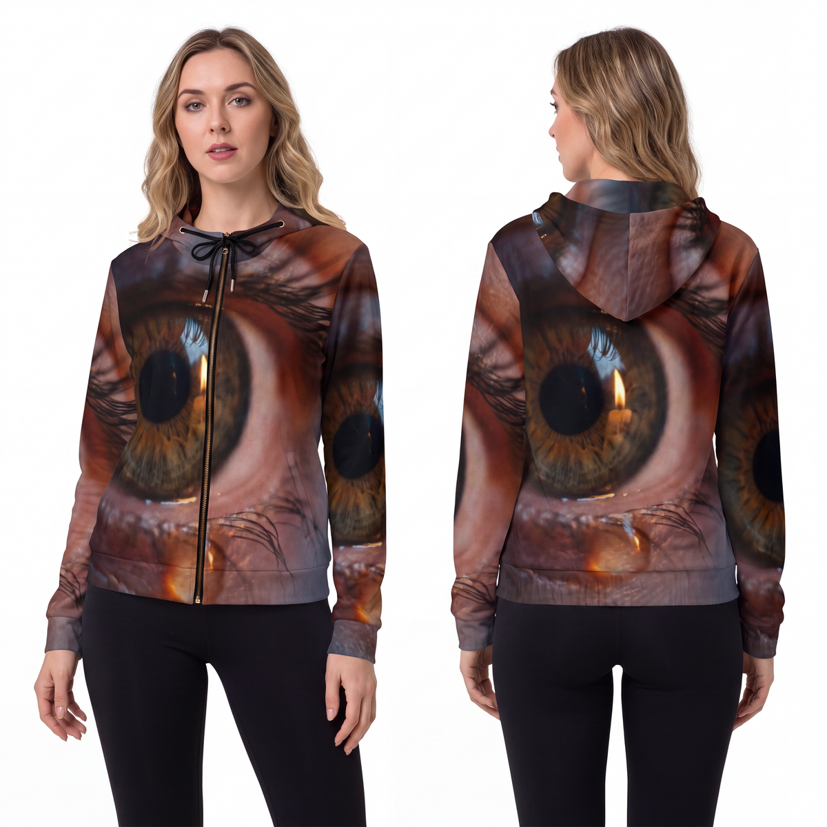 Women's Full-Zip Hoodie - Amber Iris Reflection Fine Art......