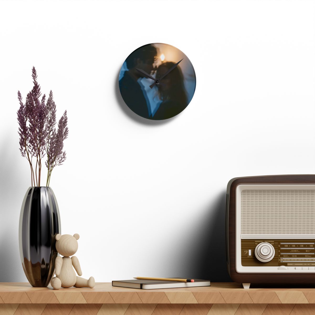 Midnight Candlelight Acrylic Wall Clock - Cozy Vibe |...