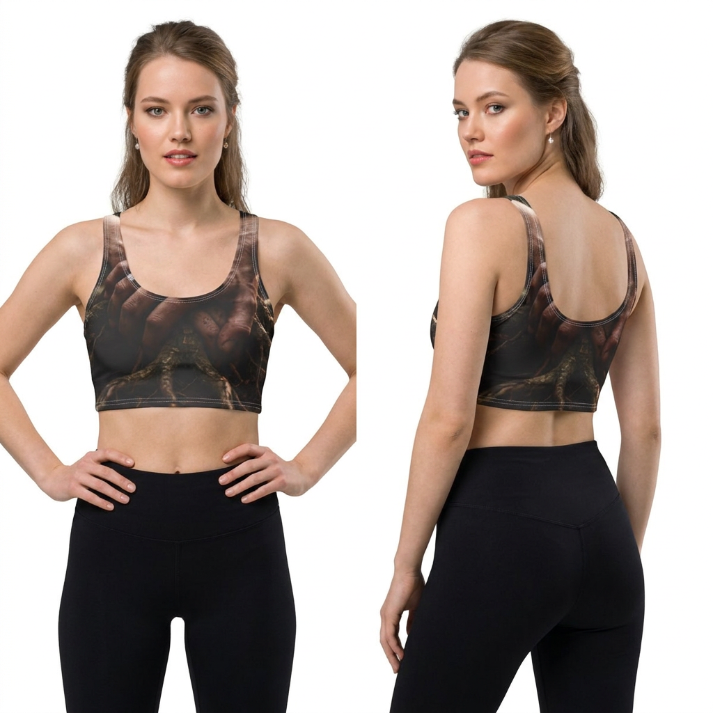 Forest Roots Sports Bra with Earthy Art