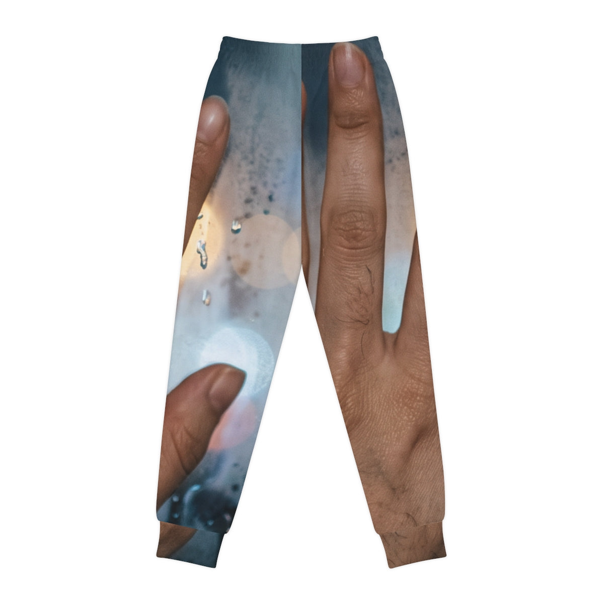 Youth Joggers Rainy City Window Art