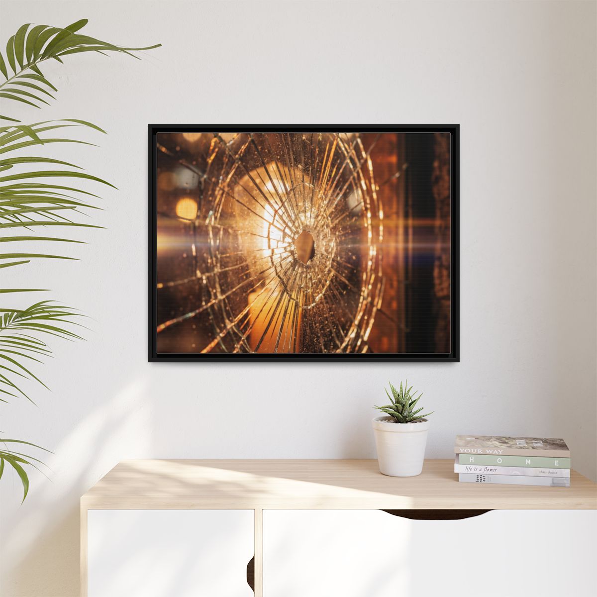 Matte Canvas, Framed - Golden Fractured Art — Black / 1.25"...
