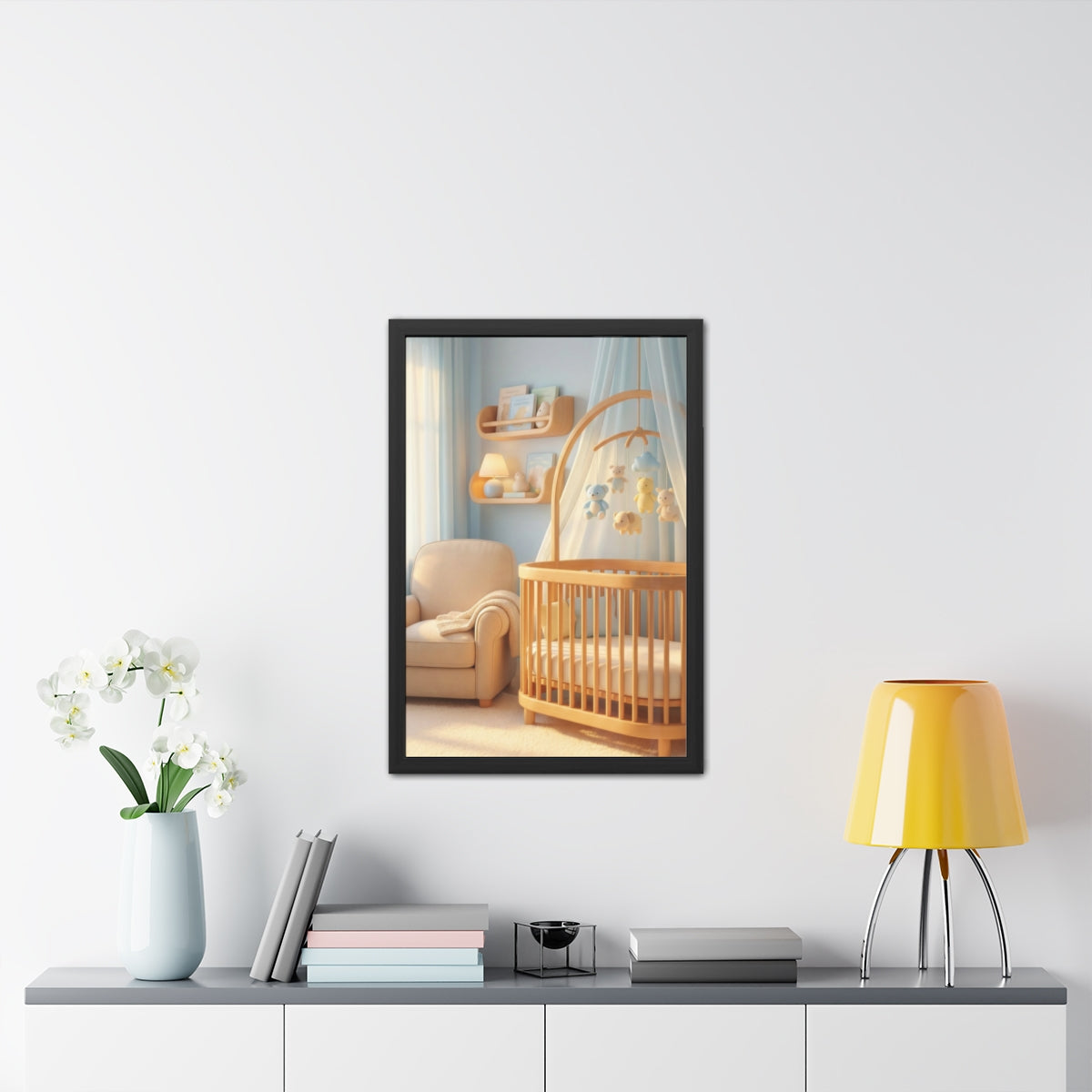 Framed Posters - Dreamy Serene Nursery Art — Portrait (8×12...