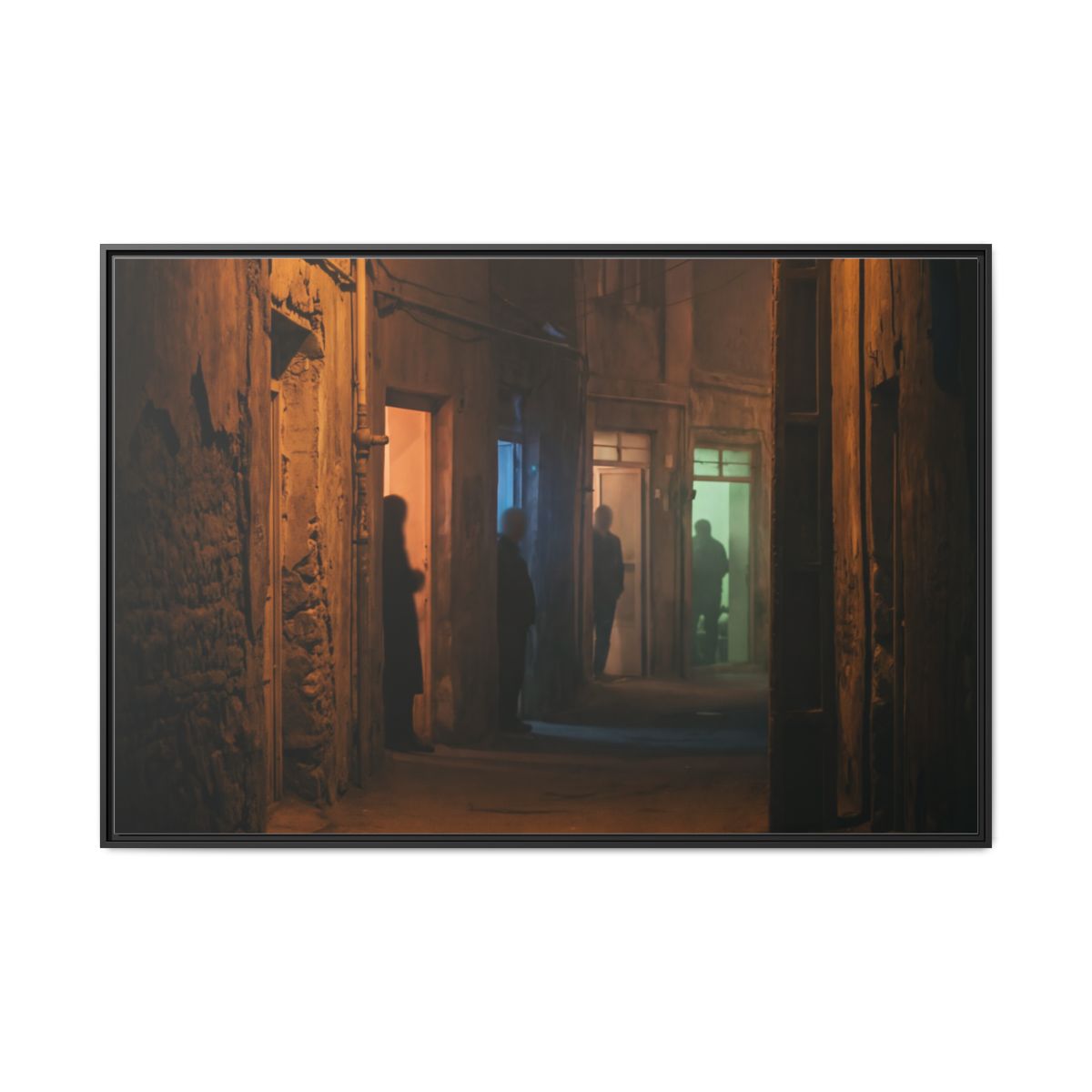 Matte Canvas, Framed - Shadowed Alleyway Mystery Art Print...