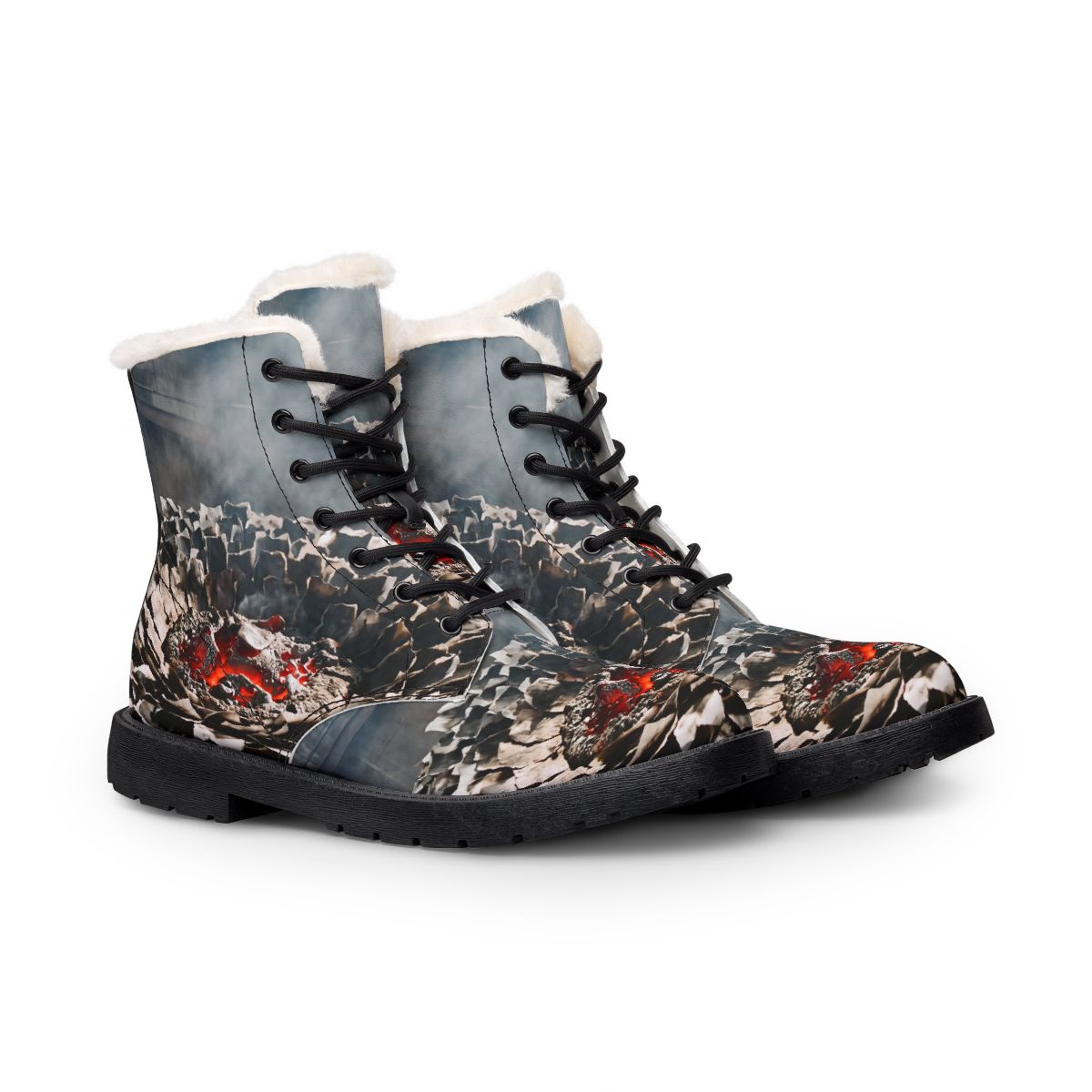 Men's Fur and Leather Boots Molten Metal Art