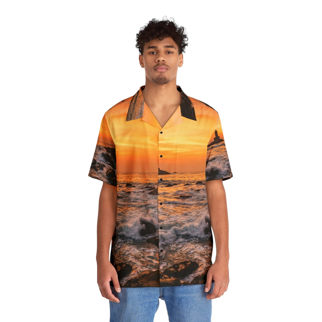 Herren Hawaiihemd - Goldene Stunde an der Küste