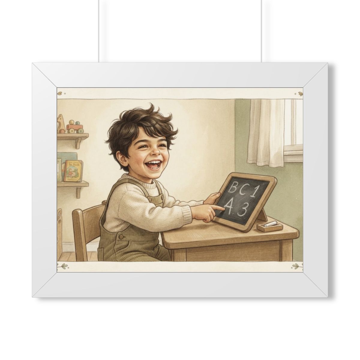 Framed Horizontal Poster - Little Scholar — White (14×11......