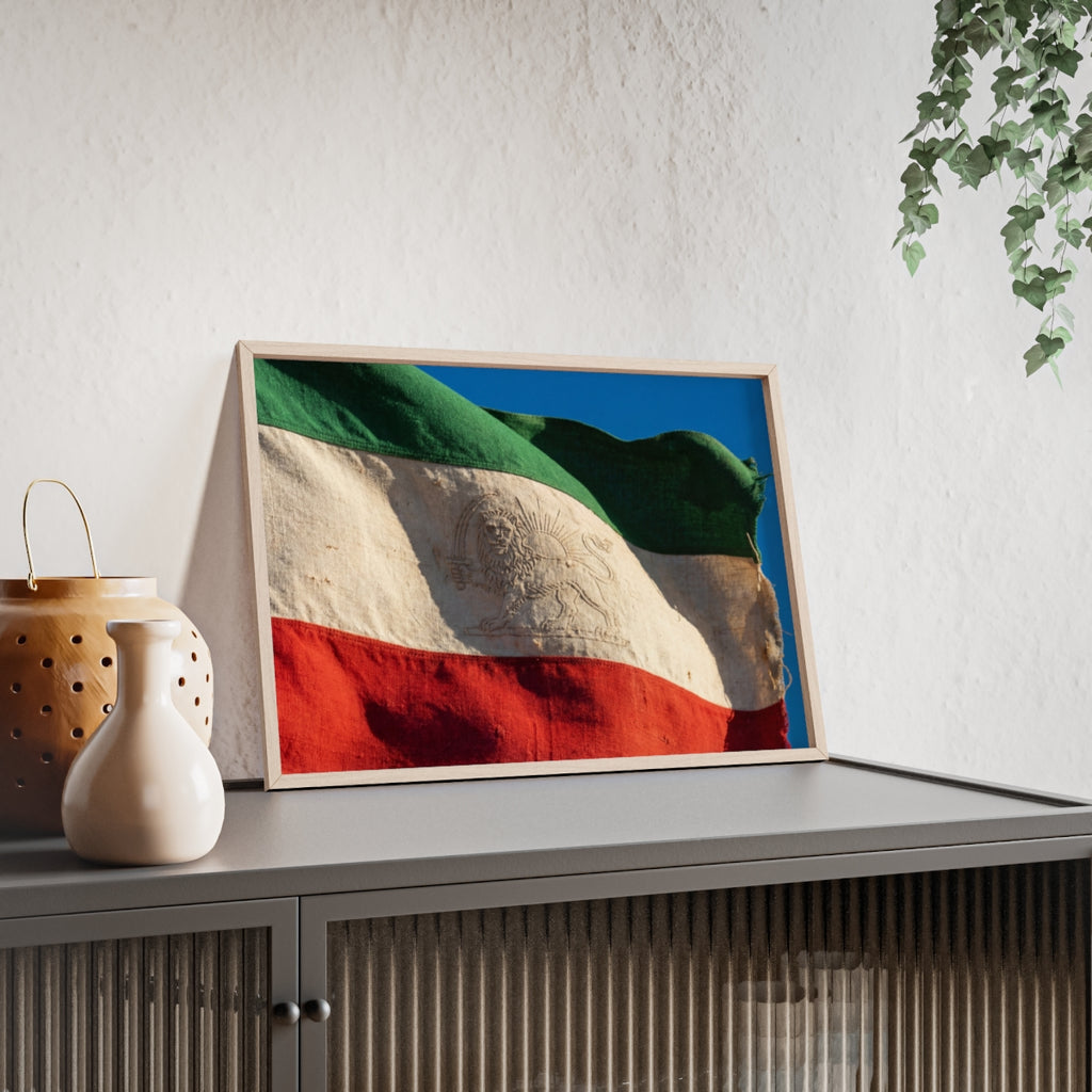 Wood Framed Poster - Vintage Flag — Landscape