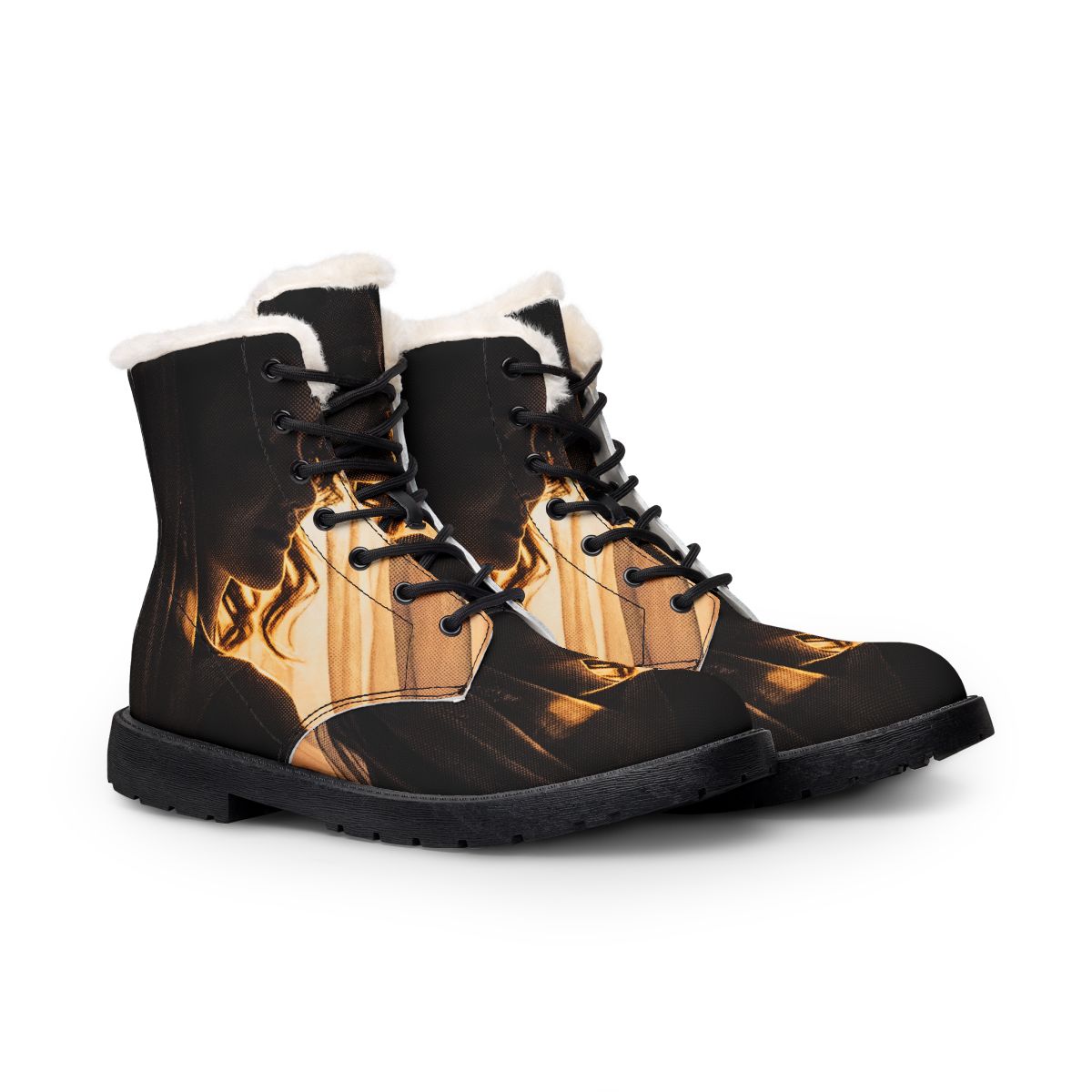 Women's Fur Boots - Golden Veil | Echovira Gallery