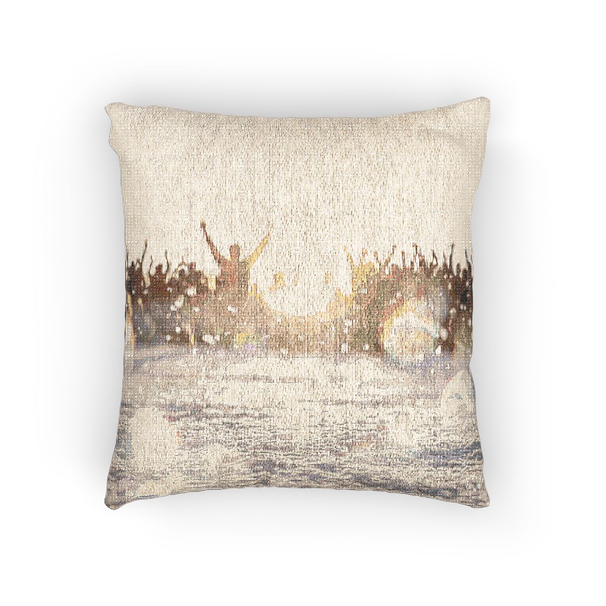 Woven Pillow with Golden Hour Crowd Art