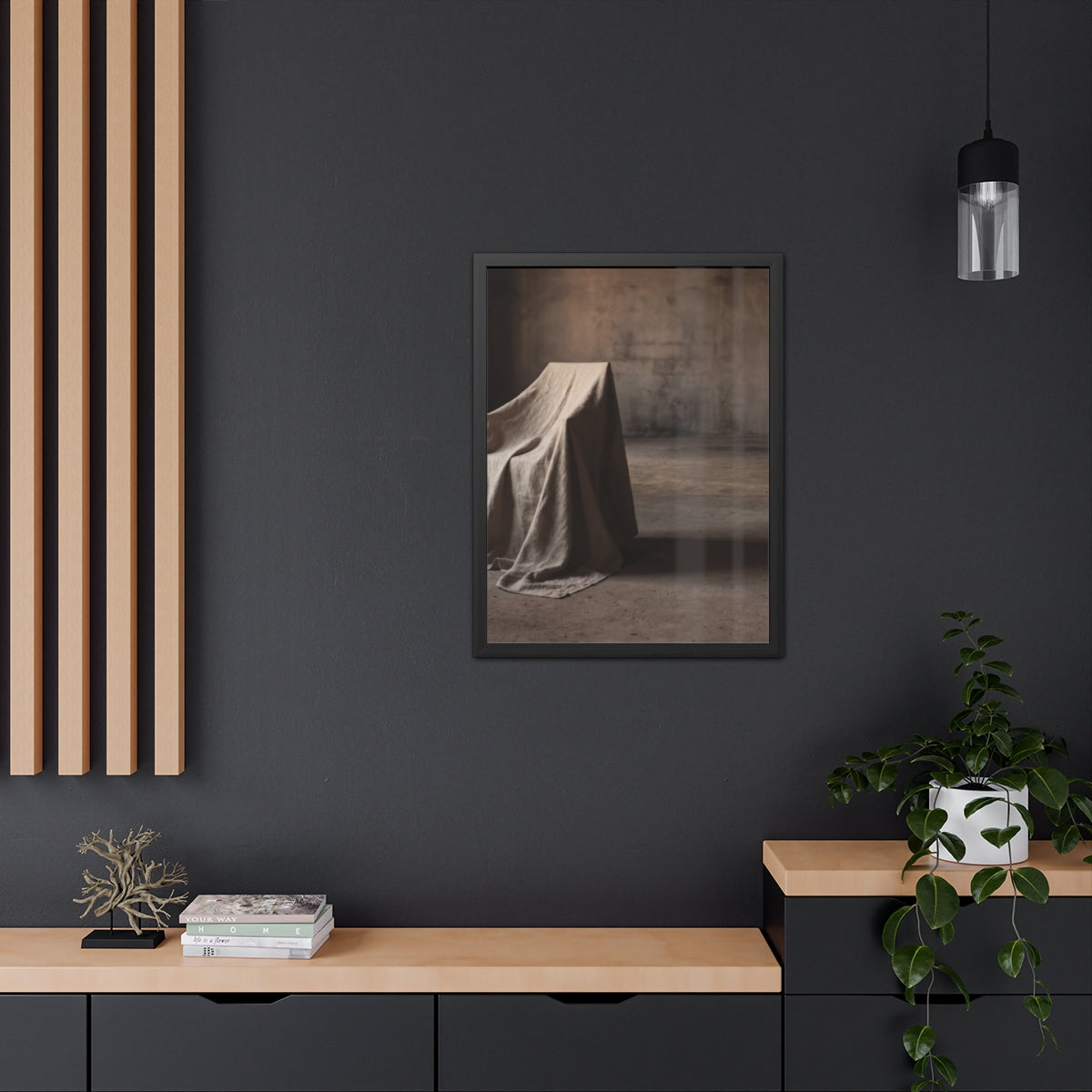 Framed Poster - Draped Minimalist Form — Portrait